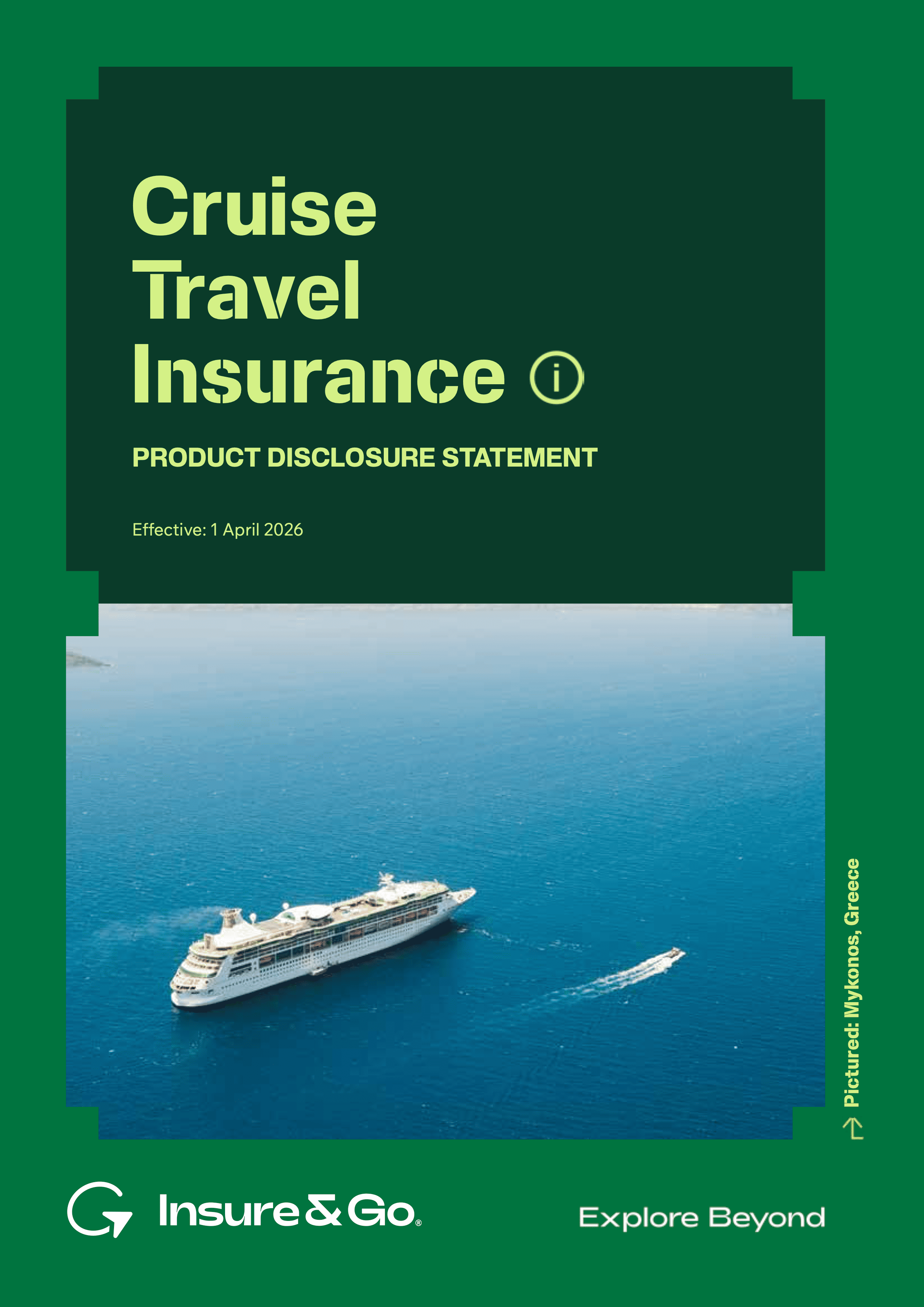 Cruise Travel Insurance PDS cover (20/01/2026)