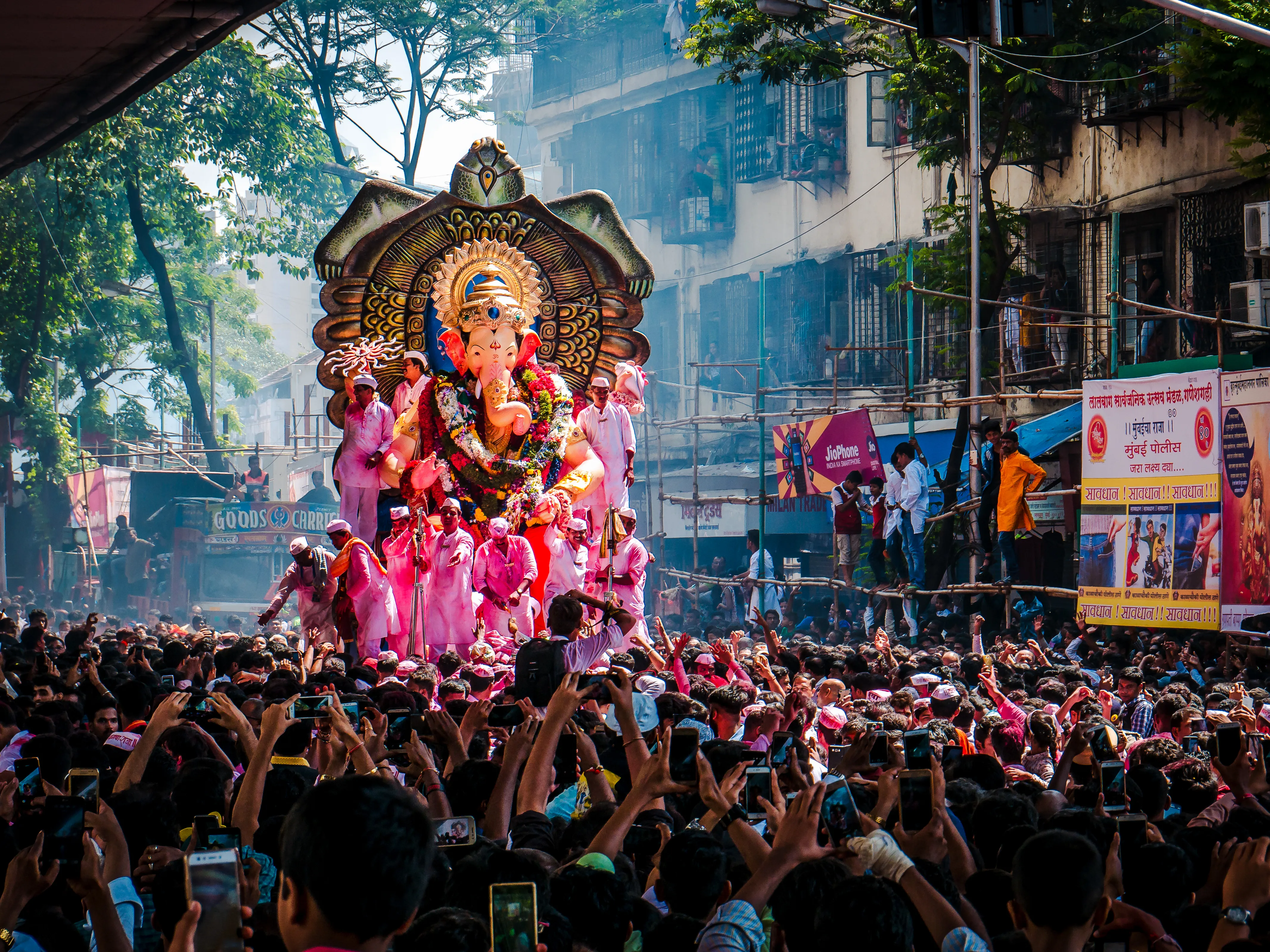 Large crowds attending a Dussehra festival celebration in India.