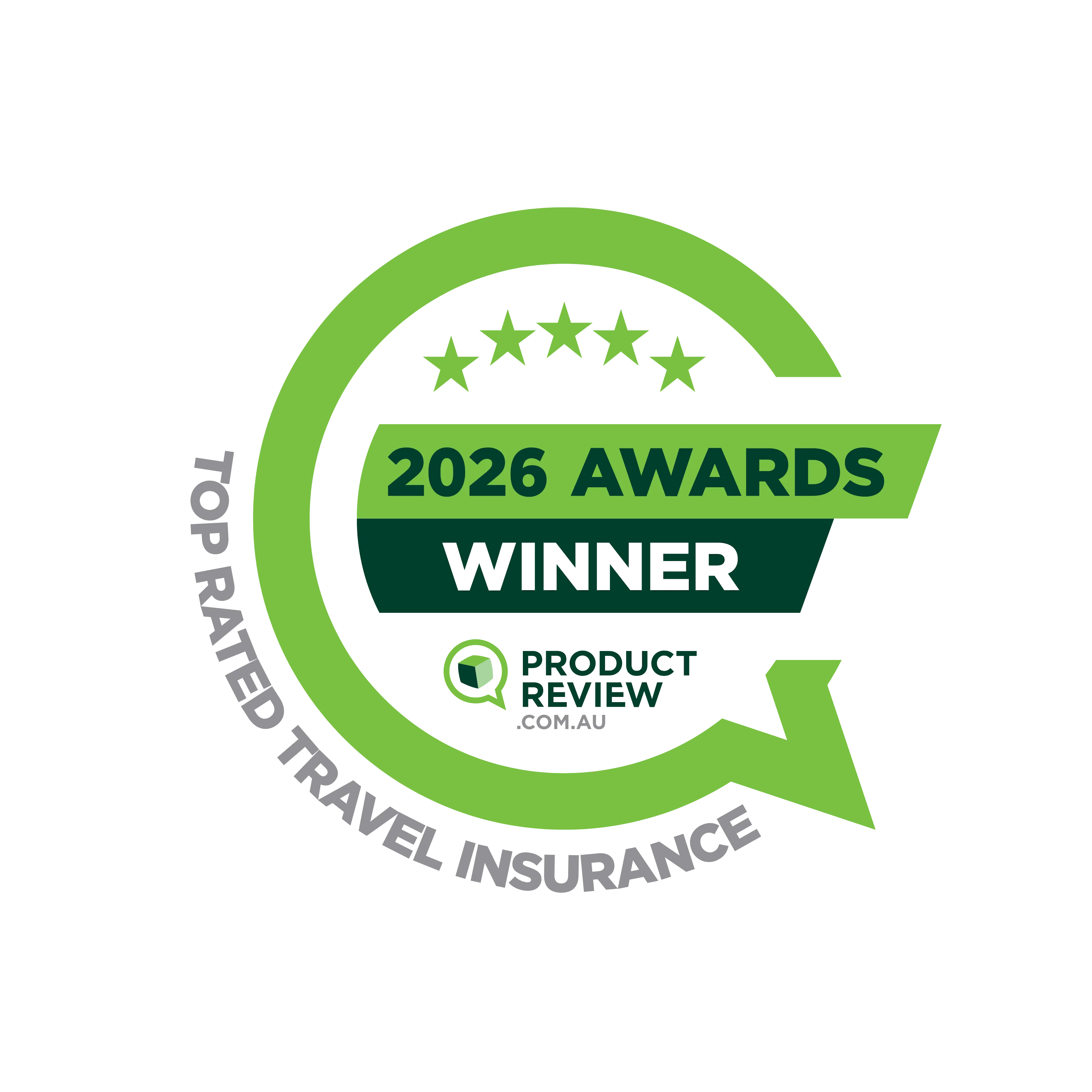 InsureandGo Australia winner of the ProductReview.com.au 2026 Top Rated Travel Insurance Award